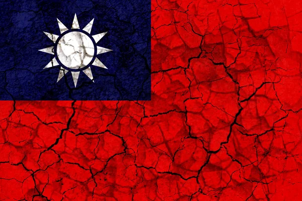 Taiwan Símbolo Bandera Del País Pintado Una Pared Gruesa Agrietada — Foto de Stock