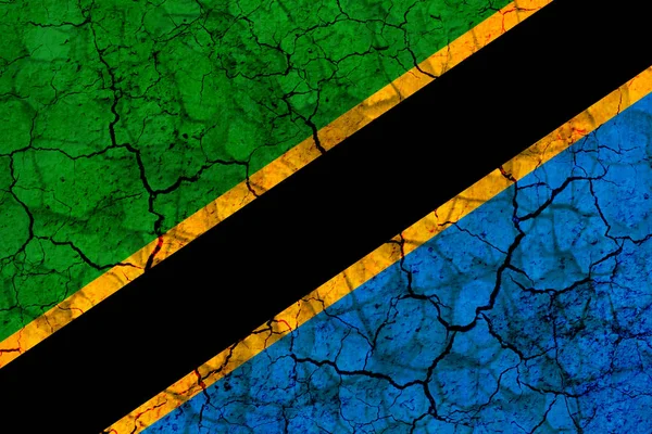 Símbolo Bandera Del País Tanzania Pintado Una Pared Gruesa Agrietada —  Fotos de Stock