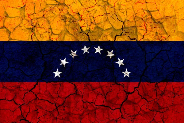 Venezuela Country Flag Symbol Painted Cracked Grungy Wall Concept Drought — Stock Photo, Image