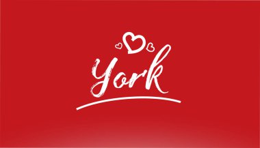 Logo ya da tipografi tasarımı için kırmızı zemin üzerinde kalbi olan beyaz şehir el yazısı metni