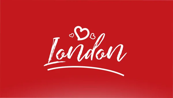 London White City Hand Written Text Heart Red Background Logo — Stock Vector