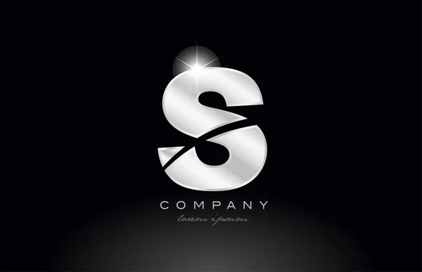 Silberner Buchstabe Metall Alphabet Logo Symbol Design Mit Grauer Farbe — Stockvektor