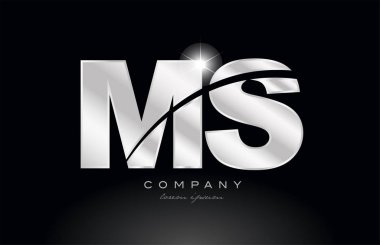 gümüş harf Bayan M 's metal kombinasyon alfabe logo simgesi tasarımı siyah arkaplan üzerinde gri renk bir şirket veya iş için uygundur