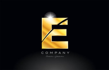 Altın harf ve altın alfabe logo simgesi tasarımı. Metal arkaplanda bir şirket veya işletme için uygun bir görünüm var.