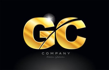 kombinasyon harfi gc g c altın alfabe logo simgesi tasarımı bir şirket veya iş için uygun siyah arkaplan üzerinde metal görünüm