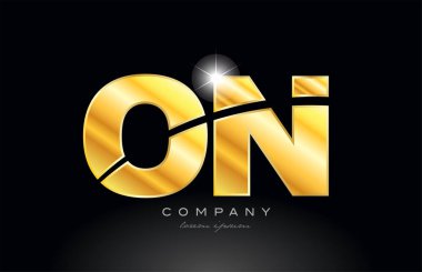 Altın alfabe simge dizaynı üzerine kombinasyon harfi. Bir şirket veya işletme için uygun siyah arkaplan üzerinde metal görünümü olan simge tasarımı.