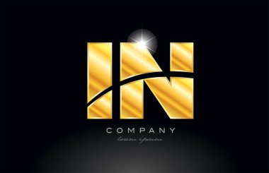 Altın harfli kombinasyon alfabe logosu tasarımı ile metal görünümü ile bir şirket veya iş için uygun siyah arkaplan