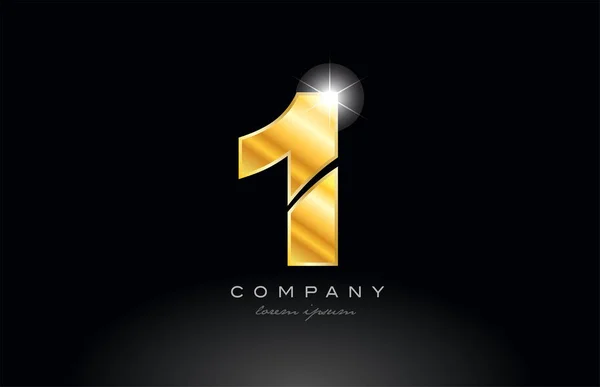 Nummer Ein Goldenes Logo Symbol Design Mit Metalloptik Auf Schwarzem — Stockvektor