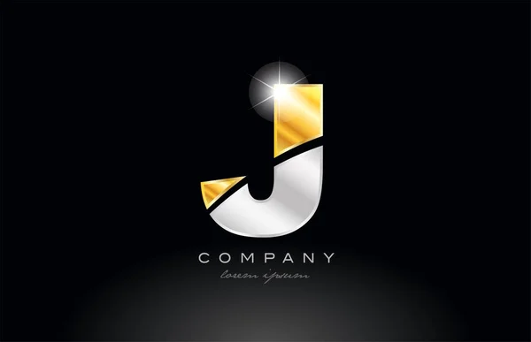 Buchstabe Alphabet Logo Symbol Design Mit Goldenem Silbergrauem Metall Auf — Stockvektor
