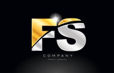 birleşik harf f f f f f f alfabe logo simge tasarımı ile altın gri metal üzerinde siyah arkaplan bir şirket veya iş için uygundur