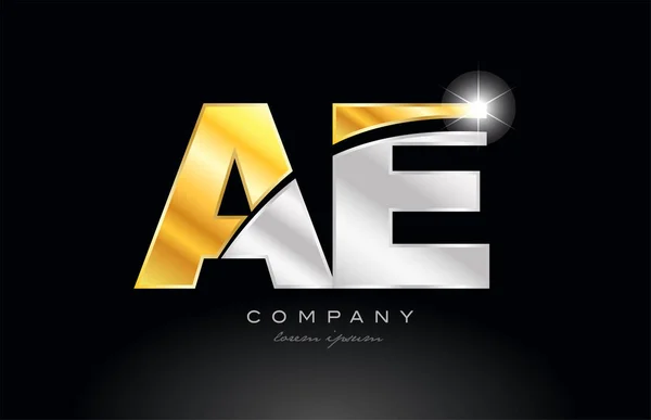 Combinazione Lettera Alfabeto Logo Icona Design Con Oro Argento Metallo — Vettoriale Stock