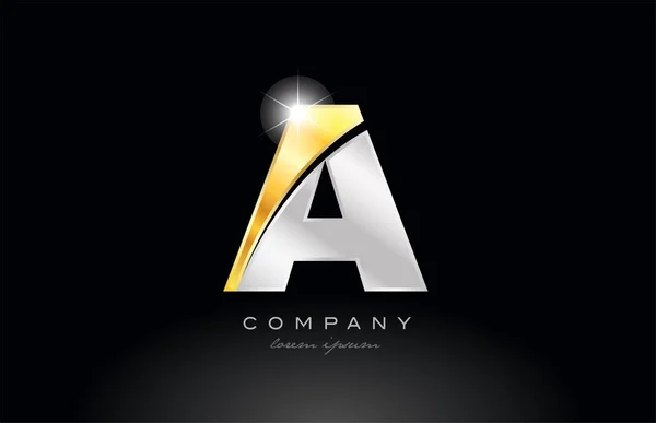 Buchstabe Alphabet Logo Symbol Design Mit Gold Silber Grau Metall — Stockvektor