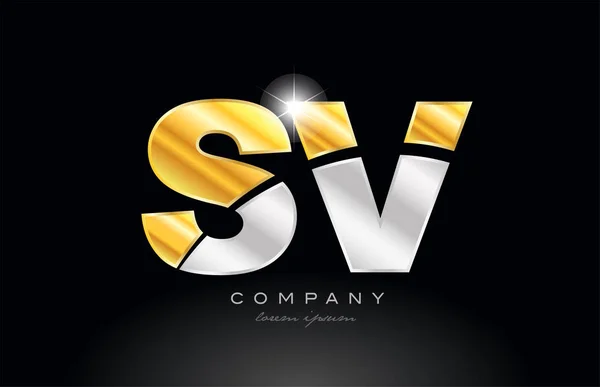 Initial Gold And Silver letter LV Logo Design with black
