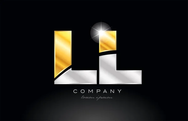 Combinaison Lettre Alphabet Logo Icône Design Avec Argent Métal Gris — Image vectorielle