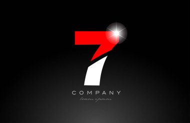 Bir şirket veya işletme için uygun 7 numaralı kırmızı beyaz logo simgesi tasarımı