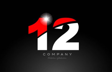kırmızı beyaz renk numara 12 logo simgesi bir şirket veya iş için uygun tasarımı