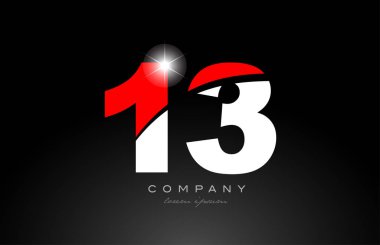 kırmızı beyaz renk numara 13 logo simgesi bir şirket veya iş için uygun tasarımı