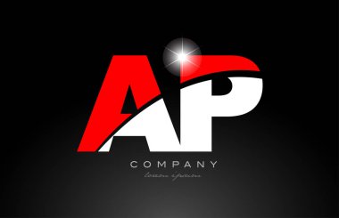 kırmızı beyaz alfabe harf kombinasyonu bir şirket veya iş için uygun p logo ikonu tasarımı ap