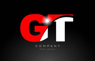 kırmızı beyaz alfabe harf kombinasyonu gt g t logo dizaynı bir şirket veya iş için uygundur