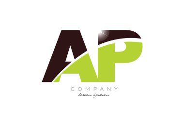 harf ap p alfabe kombinasyon logo tasarımı yeşil ve kahverengi renk bir şirket veya iş için uygun