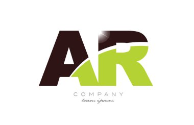 Bir şirket veya işletme için uygun yeşil ve kahverengi renk ile bir r alfabe kombinasyon logo tasarımı ar