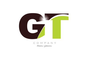 harf gt g t alfabe kombinasyon logo tasarımı yeşil ve kahverengi renk bir şirket veya iş için uygundur