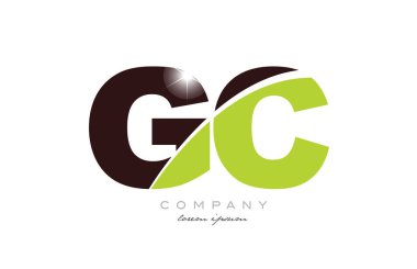 Gc g alfabe kombinasyon logo dizaynı bir şirket veya işletme için uygun yeşil ve kahverengi renkli harf