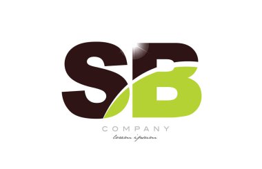 bir şirket veya işletme için uygun yeşil ve kahverengi renkli sb 's b alfabe kombinasyon logo tasarımı