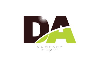 Bir şirket veya işletme için uygun yeşil ve kahverengi renk ile bir alfabe kombinasyon logo tasarımı Da d harfi