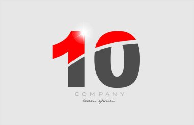Gri kırmızı renkli logo dizaynı bir şirket veya işletme için uygun 10 numara