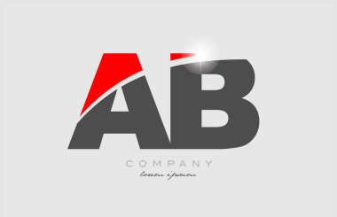 birleşik harf ab a b gri kırmızı renk alfabe logosu dizaynı bir şirket veya iş için uygundur