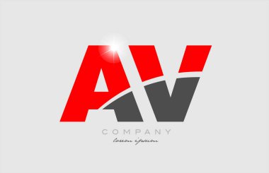 birleşik harf av a v gri kırmızı renk alfabe logosu dizaynı bir şirket veya iş için uygundur