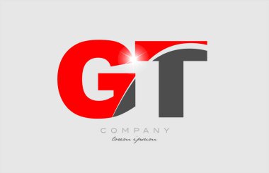 Gri kırmızı renk alfabe simgesi dizaynı bir şirket veya iş için uygun gt g t kombinasyon harfi