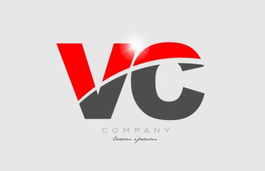 Gri kırmızı alfabe logosu tasarımlı vc v c birleşimi bir şirket veya işletme için uygundur