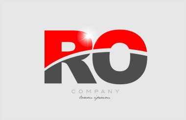 Gri kırmızı alfabe simge simgesi dizaynı ile bir şirket veya iş için uygun ro r o kombinasyonu