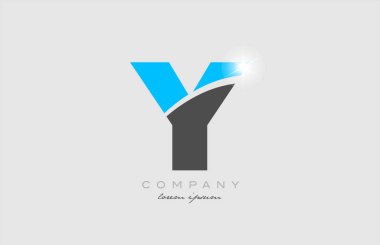 Bir şirket veya işletme için uygun gri mavi alfabe simge tasarımlı y harfi