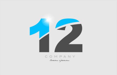 Gri mavi logo tasarımlı 12 numara bir şirket veya işletme için uygundur