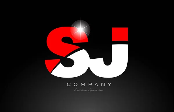 赤白文字の組み合わせSj Jロゴアイコンデザインに適し会社やビジネス — ストックベクタ