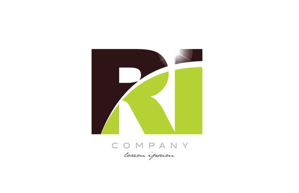 文字Ri Iアルファベット組み合わせロゴアイコンデザイン緑と茶色会社や事業に適した色 — ストックベクタ