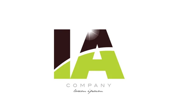 Lettre Une Combinaison Alphabet Logo Icône Design Avec Couleur Verte — Image vectorielle