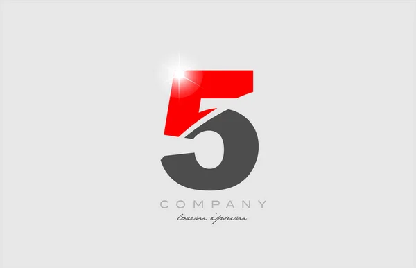 Número Design Ícone Logotipo Cor Vermelha Cinza Adequado Para Uma — Vetor de Stock