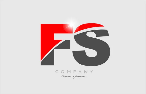 企業やビジネスに適したグレーの赤い色のアルファベットのロゴのアイコンのデザインの組み合わせ文字Fs — ストックベクタ