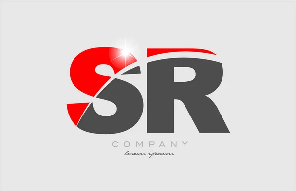 企業やビジネスに適したグレーの赤い色のアルファベットのロゴアイコンデザインの組み合わせ文字Sr — ストックベクタ