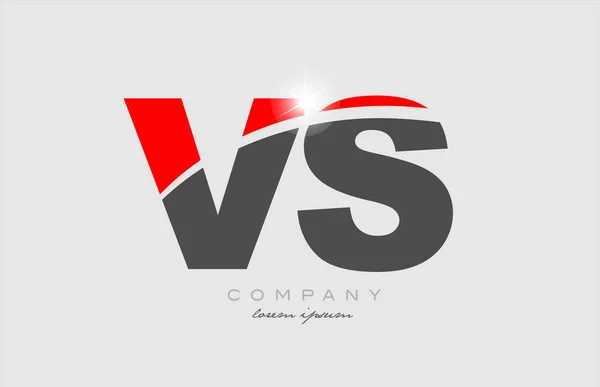 企業やビジネスに適したグレーの赤い色のアルファベットのロゴのアイコンデザインの組み合わせ文字対V — ストックベクタ