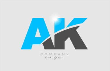 birleşik harf ak a k gri mavi renk alfabe simge logo tasarımı bir şirket veya iş için uygundur