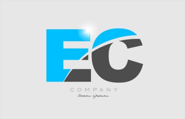 Gri mavi renk alfabe simgesi dizaynı ile bir şirket veya işletme için uygun ec e c kombinasyonu