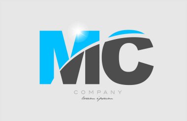 Gri mavi alfabe logosu dizaynı ile mc m C birleşimi bir şirket veya işletme için uygundur