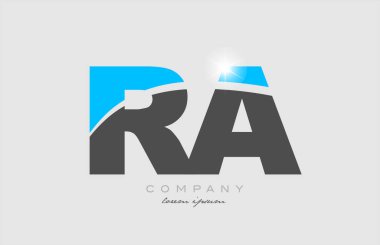 Bir şirket veya işletme için uygun gri mavi alfabe simge simgesi dizaynı ra r a birleşimi