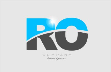 Gri mavi alfabe logo simgesi dizaynı bir şirket veya işletme için uygun ro r o kombinasyonu