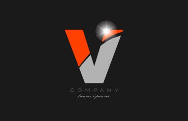 Bir şirket veya işletme için uygun gri turuncu alfabe logo simgesi tasarımlı v harfi